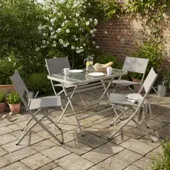 Just Home Collection - Conjunto de Varanda Metal Madri 4 Lugares 5 Peças Taupe