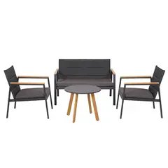 Just Home Collection - Conjunto de 4 Peças Living Met Recife Preto