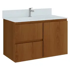 undefined - Gabinete Prime 80 com Tulha, Bancada e Válvula de Vidro - Freijó