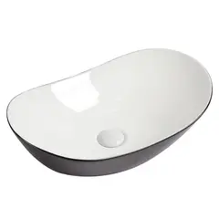 Sensi Dacqua - Lavatório Cerâmico Oval Branco e Preto Fosco