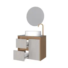 undefined - Gabinete para Banheiro com Cuba e Espelho Kyoto 60cm Jequitiba/branco Cozimax