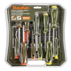 Bauker - SB Kit de Chaves de Fenda e Chaves Sextavadas com 55 peças