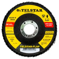 Telstar Abrasivos - Disco Flap Aço/inox Grão 80 ¿ 4 1/2x7/8