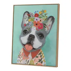 Just Home Collection - Quadro Cachorro Flor 30x40