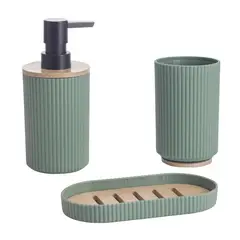 Just Home Collection - Conjunto Acessórios para Banheiro com 3 Peças Verde