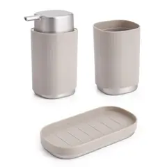 Just Home Collection - Conjunto Acessáorios para Banho 3 Peças Taupe