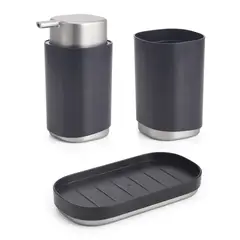 Just Home Collection - Conjunto Acessórios para Banheiro com 3 Peças Preto