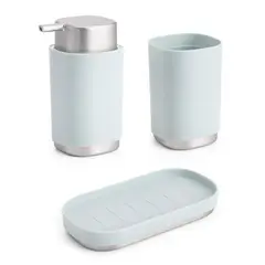Just Home Collection - Conjunto Acessórios para Banheiro com 3 Peças Verde