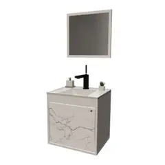 Cerocha Móveis - Gabinete para Banheiro com Espelho Canis 37cm Branco/mamore Cerocha