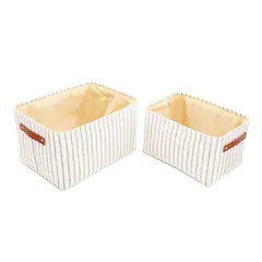 Just Home Collection - Conjunto com 2 Cestos de Tecido Listrado Mgo Pu