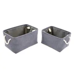 Just Home Collection - Conjunto Cesto de Tecido Pu Azul 2 Unidades