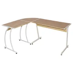 Just Home Collection - Mesa de Escritorio em L Brussel Bege e Branco