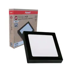 undefined - Painel Led Pop Quadrado Embutir 24w 4000k 28x28 Preto Bivolt
