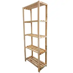 Escadas Segurança - Estante de Madeira Pinus com 5 Prateleiras Natural 170x65x30cm