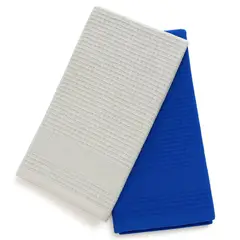 Just Home Collection - Conjunto 2 Panos de Cozinha Waff Azul e Branco