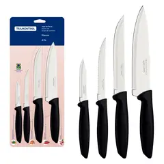Tramontina - Jogo Facas 4 Pecas Aco Inox Plenus Preto