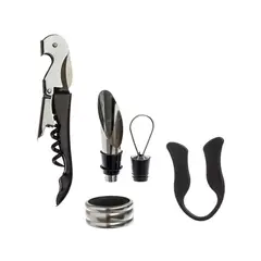 Hauskraft - Kit para Vinho 4 Pecas Inox Preto