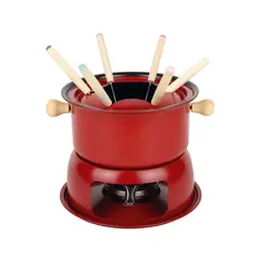 Hauskraft - Conjunto de Fondue 11 Peças Ceramica Lucerna Vermelho