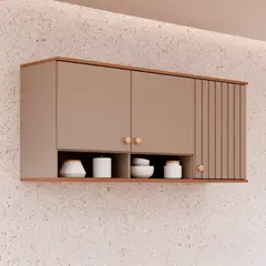 Mgm - Armario Aereo de Cozinha Agata 144cm Cappuccino/freijo