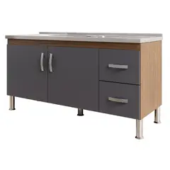 Mgm - Balcão Cozinha Karson 1,44MT Freijó Titanium