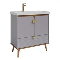 Mgm - Gabinete para Banheiro Trancoso 60cm Freijó/platina