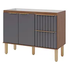 Mgm - Gabinete para Cozinha Agata 114cm Titanium/freijó