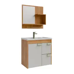 Mgm - Gabinete para Banheiro com Espelho Tulipa 59cm Cinamomo/off White
