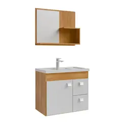 Mgm - Gabinete para Banheiro com Espelho Hortência 55cm Cinamomo/branco