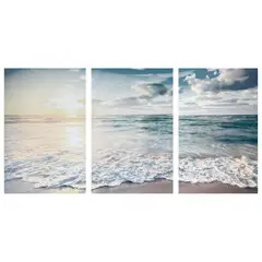 Just Home Collection - Conjunto de 3 Telas com Paisagem de Praia 40x60