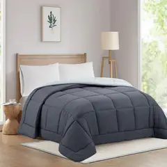 Just Home Collection - Edredom Bicolor Liso 175x240 Cinza