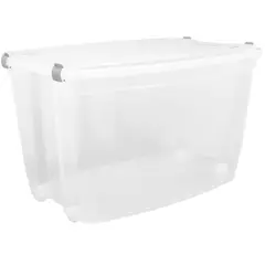 Jaguar - Caixa transparente com travas e rodinhas 78L