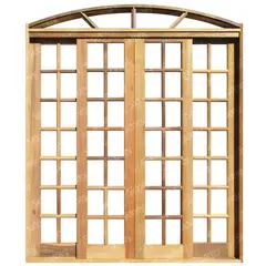 LG Sidney - Porta Montada de Correr Madeira Macica Padrão Imbuia 4 Folhas Central 215x160x10cm Porta Varanda