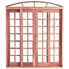 LG Sidney - Porta Montada de Correr Madeira Macica Padrão Imbuia 4 Folhas Central 215x200x10cm Porta Varanda
