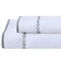 Just Home Collection - Conjunto com 2 Toalhas de Rosto Borda Cinza
