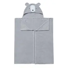 Just Home Collection - Toalha Infantil com Capuz Urso Cinza 76x127