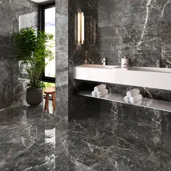 Incesa - Porcelanato Retificado Polido Marmo Grafite Cinza Interno 60x120 Cm Caixa 2,20M² Biancogres Biancogres