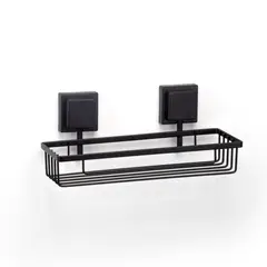 Arthi - Porta Shampoo Retangular com Fixação Adesiva para Banheiro Piatina Preto 3m