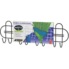 Passerini - Porta Vassouras e Rodos Preto Organizador Lavanderia