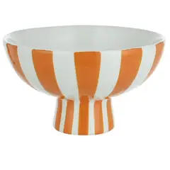 Just Home Collection - Tigela de Cerâmica Listrada 17x10cm Laranja