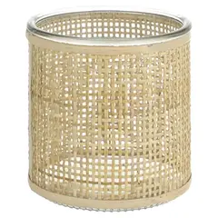 Just Home Collection - Castiçal de Vidro e Rattan 12cm