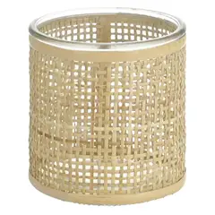 Just Home Collection - Porta Velas de Vidro e Rattan 10cm