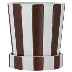 Just Home Collection - Vaso Cerâmico Listrado Marrom 15cm