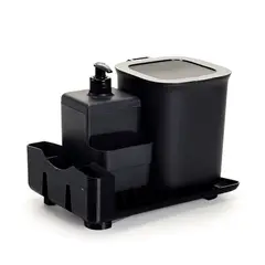 Dasplast - Kit Escorredor para Cozinha com Porta Detergente e Lixeira 2,5l Preto