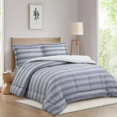 Just Home Collection - Edredom Sherpa Casal Cinza