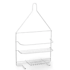 Arthi - Porta Shampoo Reto Simples com Saboneteira Pendurar no Registro Metal Branco 42,8x9,8x25,5cm