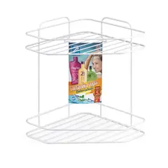 Arthi - Porta Shampoo de Canto Duplo Parafuso Metal Branco 30,0x23x31,5cm Emborrachada