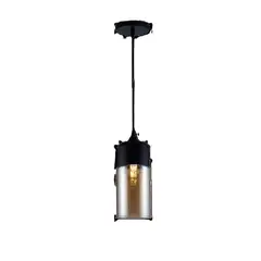 Viena Luz - Pendente Wood Tube Preto Ambar 1Xe27