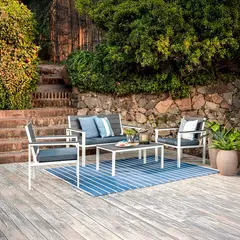 Just Home Collection - Conjunto de Estar Metal 4 Lugares 4 Peças Frankfurt