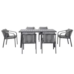 Just Home Collection - Conjunto de Jantar Metal Mesa com 6 Cadeiras 7 Peças Catar