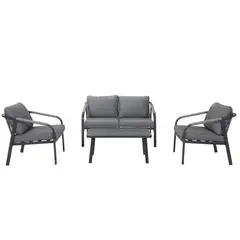 Just Home Collection - Conjunto de Estar Poltronas e Mesa 4 Lugares 4 Peças Metal Qatar